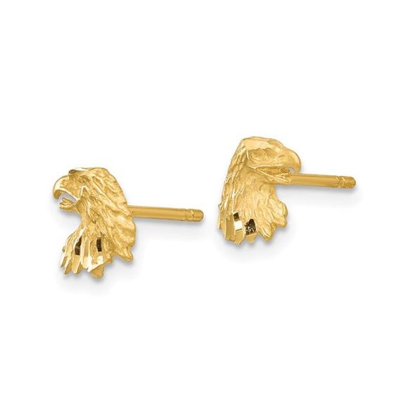 Small 14K Yellow Gold Eagle Charm Post Earrings